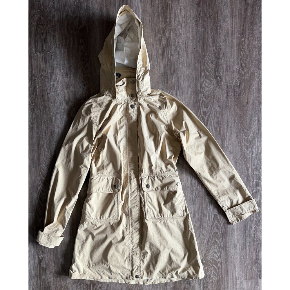 Patagonia Women's Torrentshell Hooded Rain Jacket Parka Beige Hiking Coat Sz S